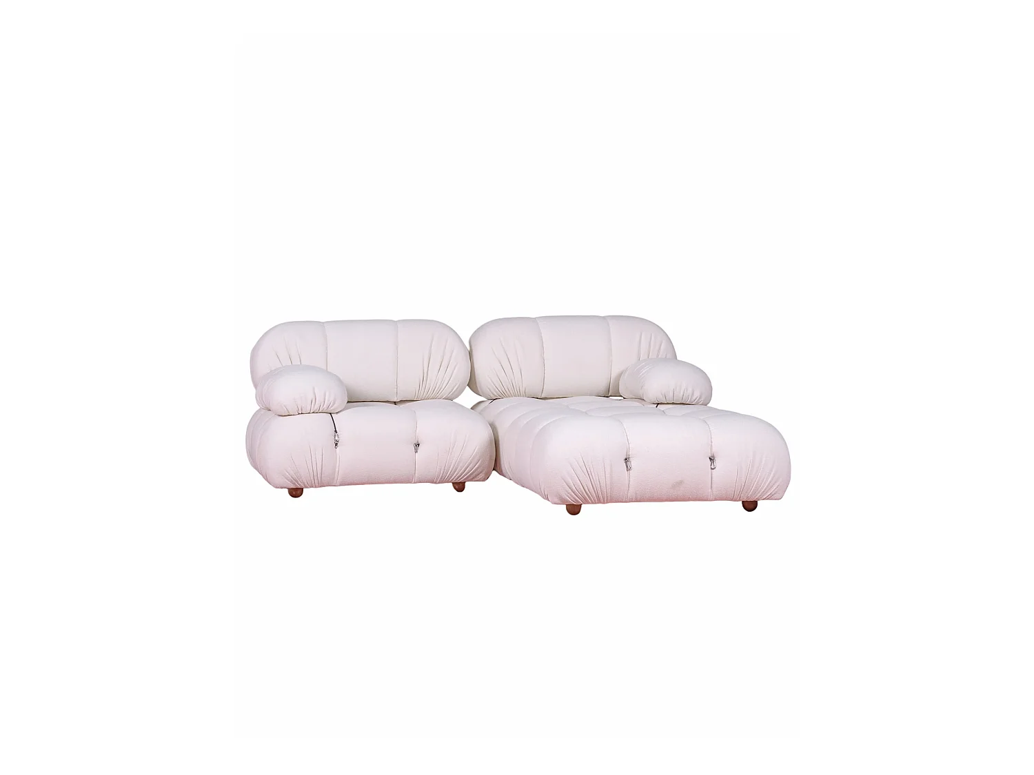 Canapé modulable 2 pièces Laurel avec pouf - Blanc