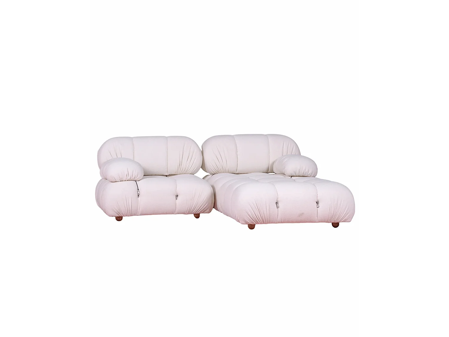 Canapé modulable 2 pièces Laurel avec pouf - Blanc