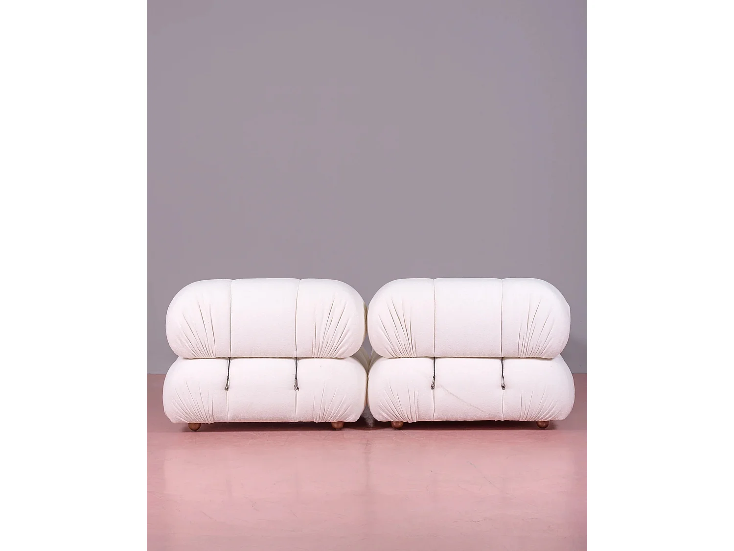 Canapé modulable 2 pièces Laurel avec pouf - Blanc