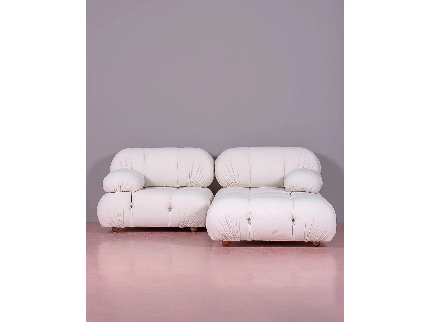 Canapé modulable 2 pièces Laurel avec pouf - Blanc