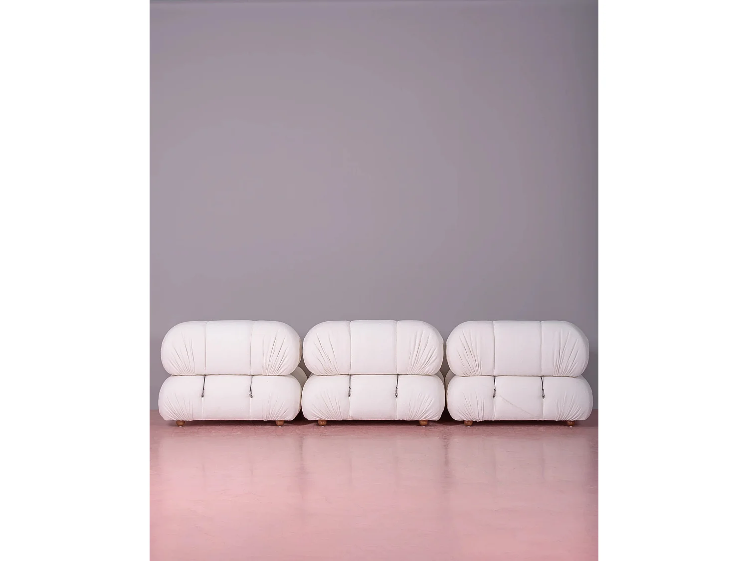 3-delige modulaire bank bekleed met bouclé - Laurel - Wit