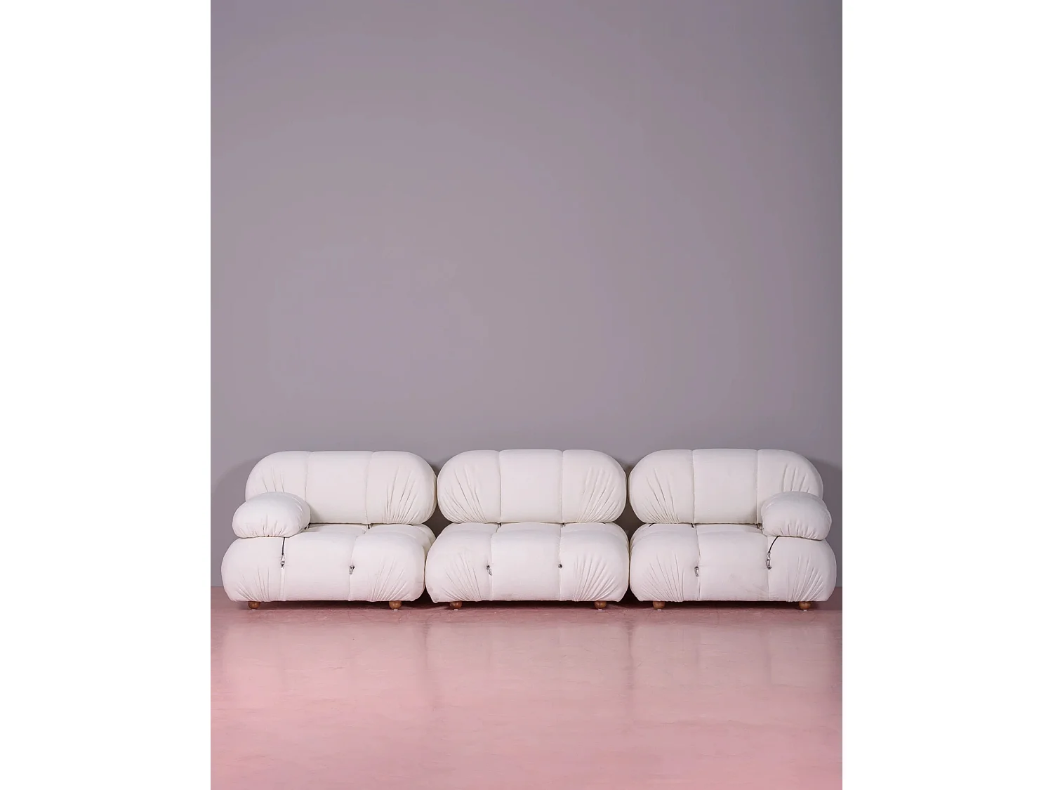 3-delige modulaire bank bekleed met bouclé - Laurel - Wit