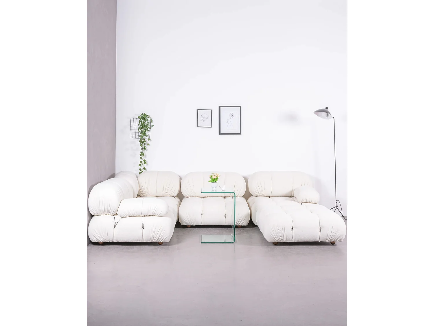 5-delige modulaire bank met 'U'-vormige chaise longue - Laurel - Wit