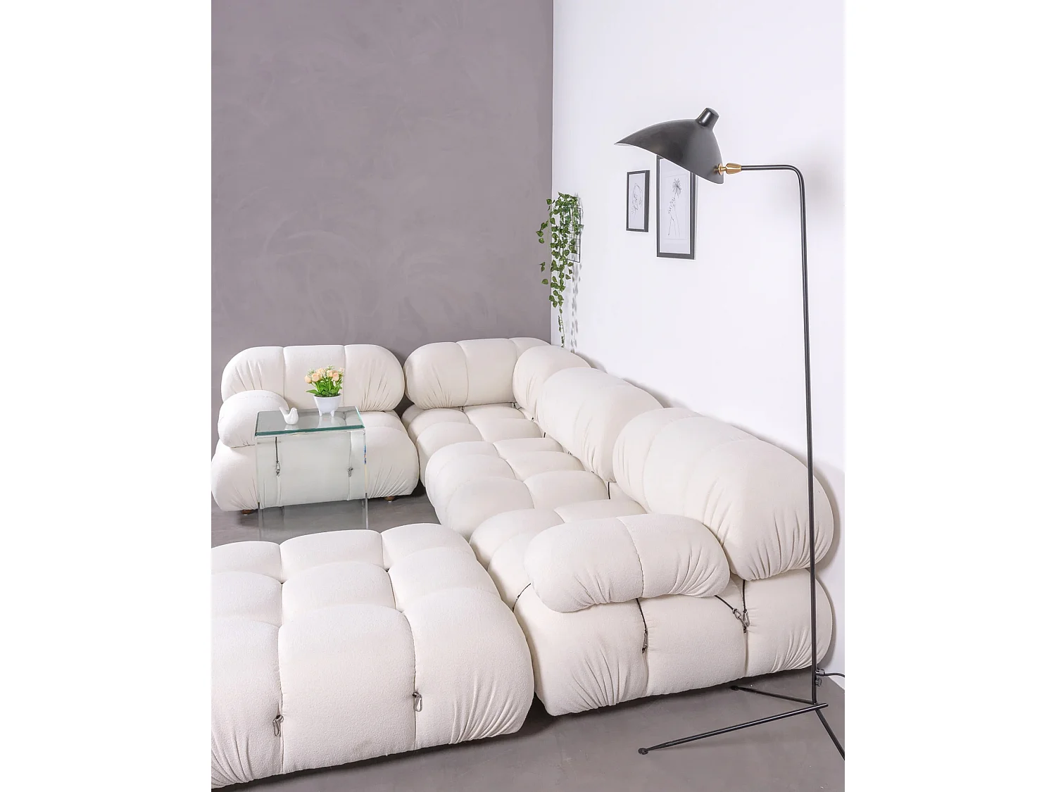 5-delige modulaire bank met 'U'-vormige chaise longue - Laurel - Wit