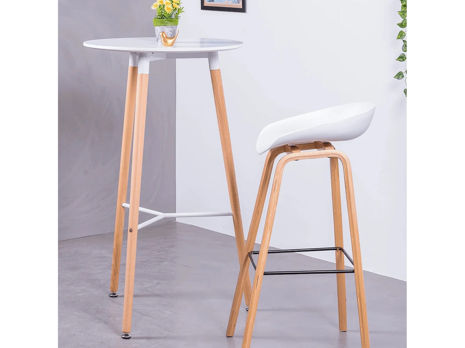 Mesa alta estilo nórdico (102cm) - Palermo - Blanco