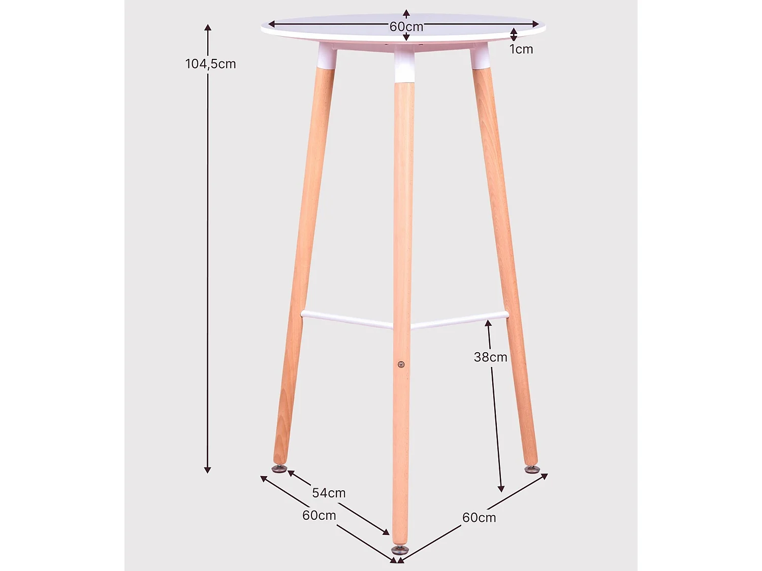 Mesa alta estilo nórdico (102cm) - Palermo - Blanco