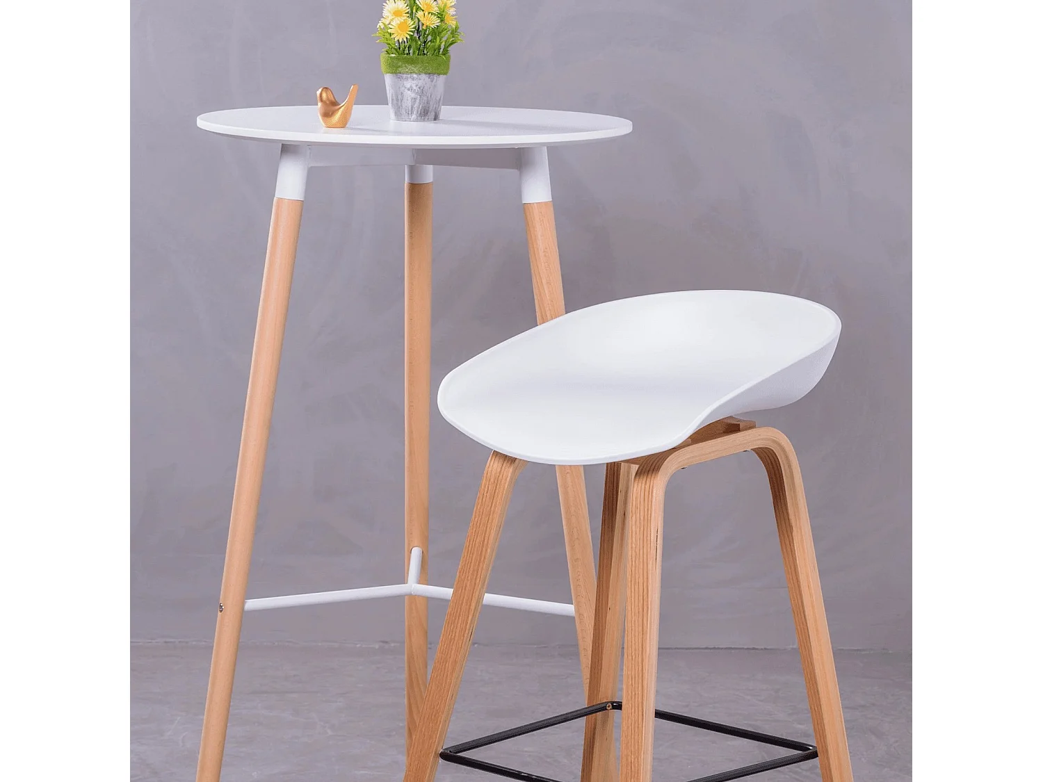Mesa alta estilo Nordic (102cm) - Palermo - Branco