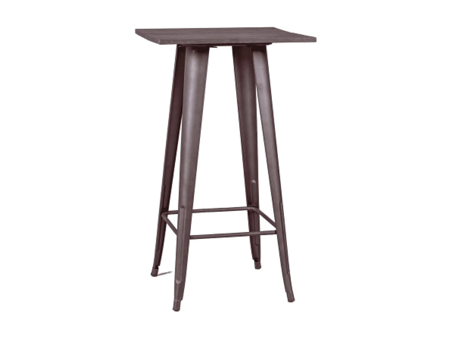 Industriële hoge tafel in verouderd staal en donker hout - Bistro - Antiek