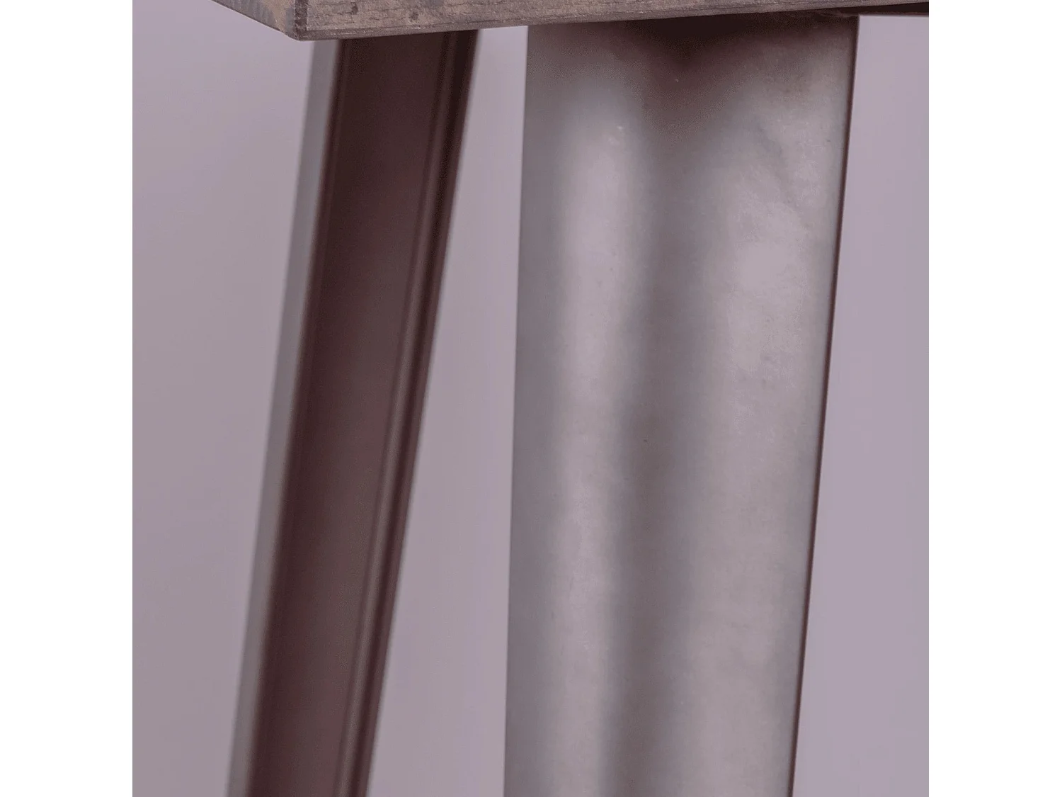 Industriële hoge tafel in verouderd staal en donker hout - Bistro - Antiek