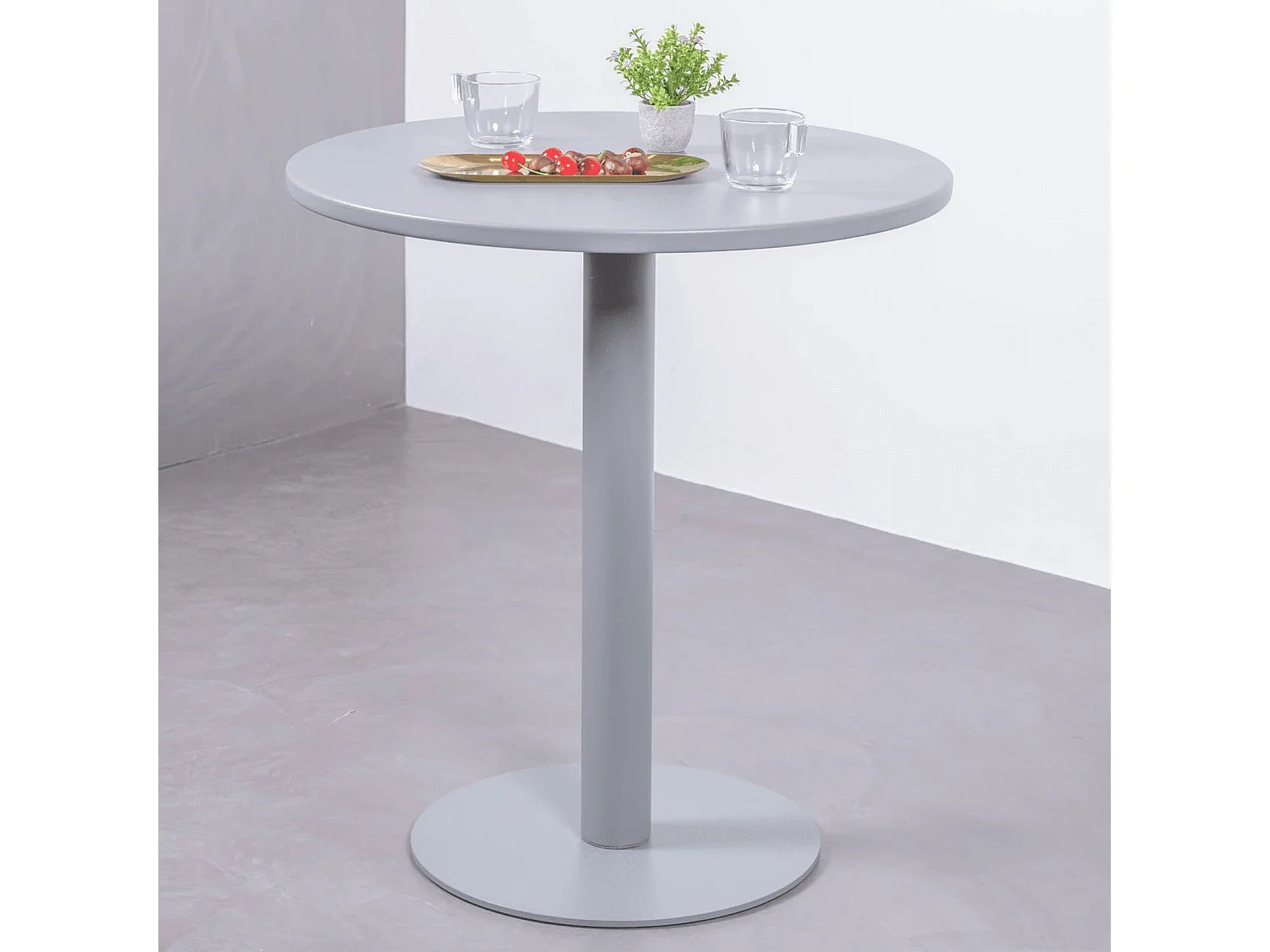 Mesa alta industrial em aço com 76 cm de altura - Brandon - Cinza