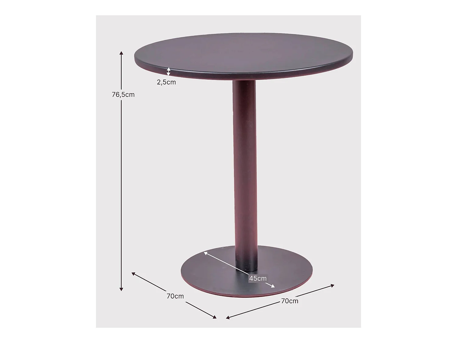 Mesa alta industrial em aço com 76 cm de altura - Brandon - Cinza