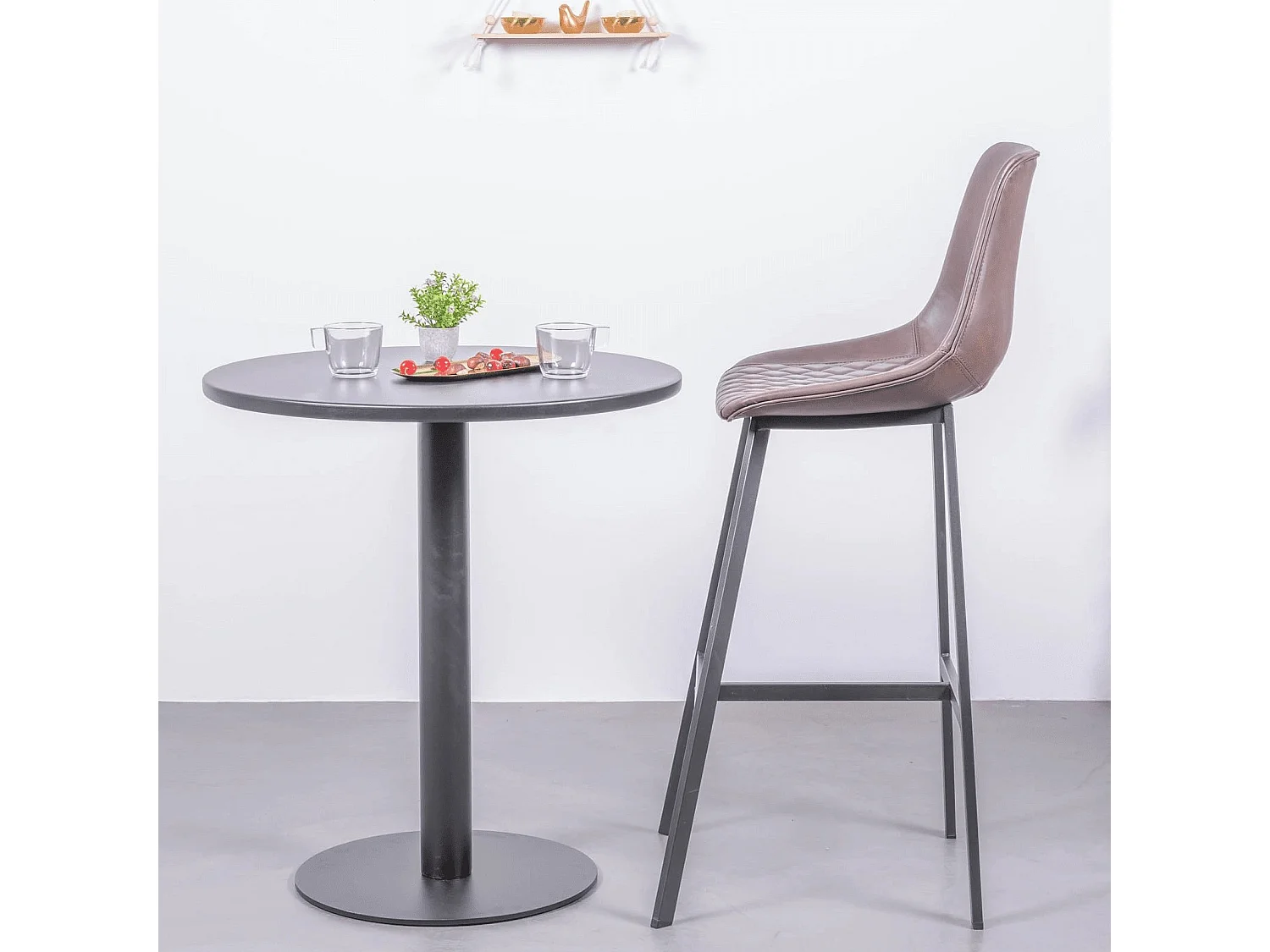 Mesa alta industrial de acero de 76cm de altura - Brandon - Negro