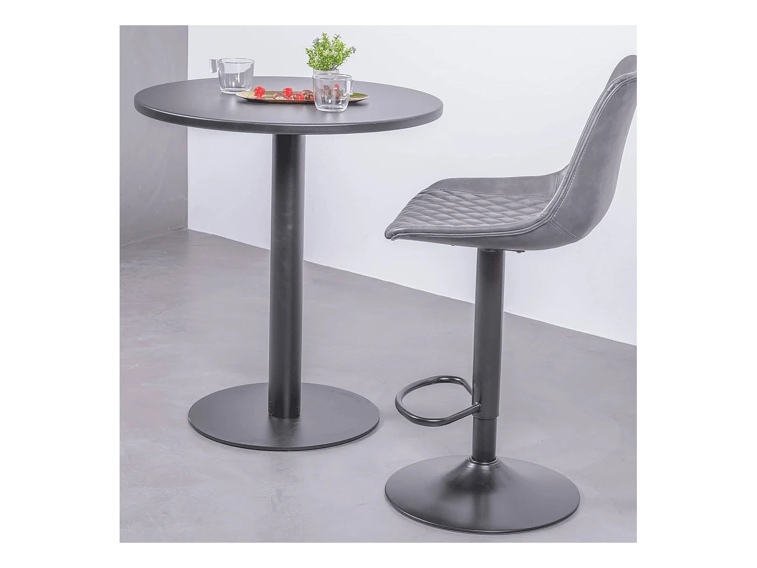 Industrieller Stehtisch aus Stahl, 76 cm hoch - Brandon - Schwarz