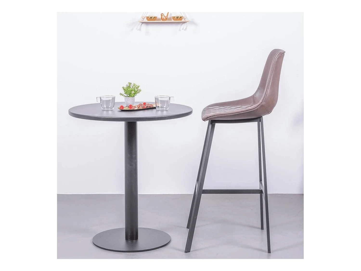 Industrieller Stehtisch aus Stahl, 76 cm hoch - Brandon - Schwarz
