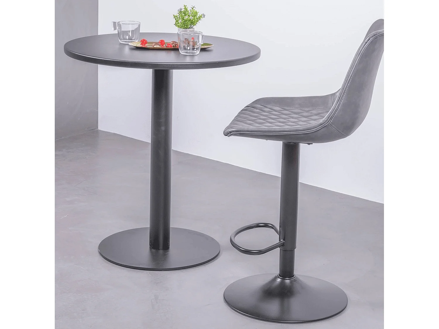 Mesa alta industrial em aço com 76 cm de altura - Brandon - Preto