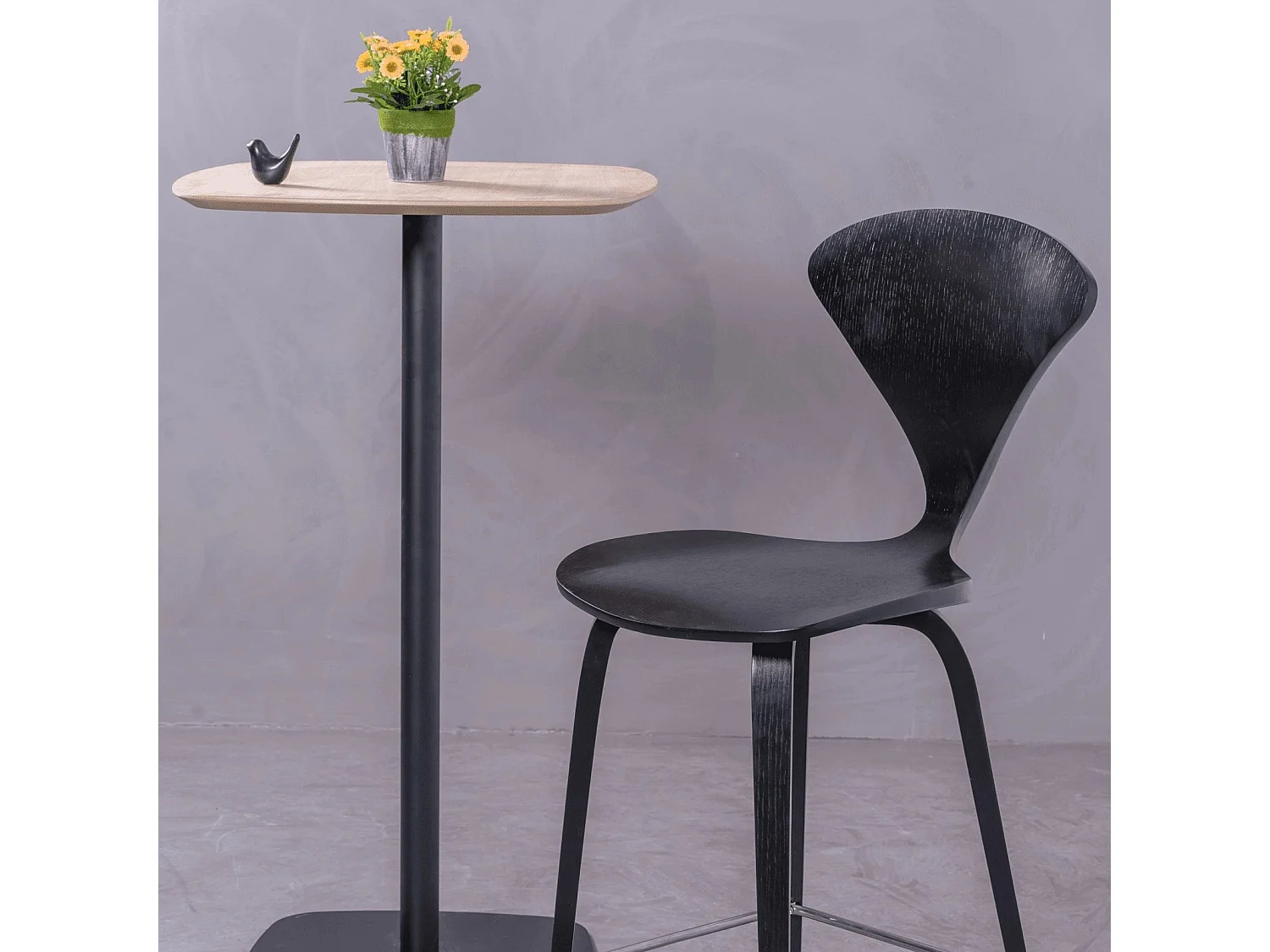 Mesa alta para bar de estilo industrial, 106cm de altura y 60x60cm - Pub - Roble