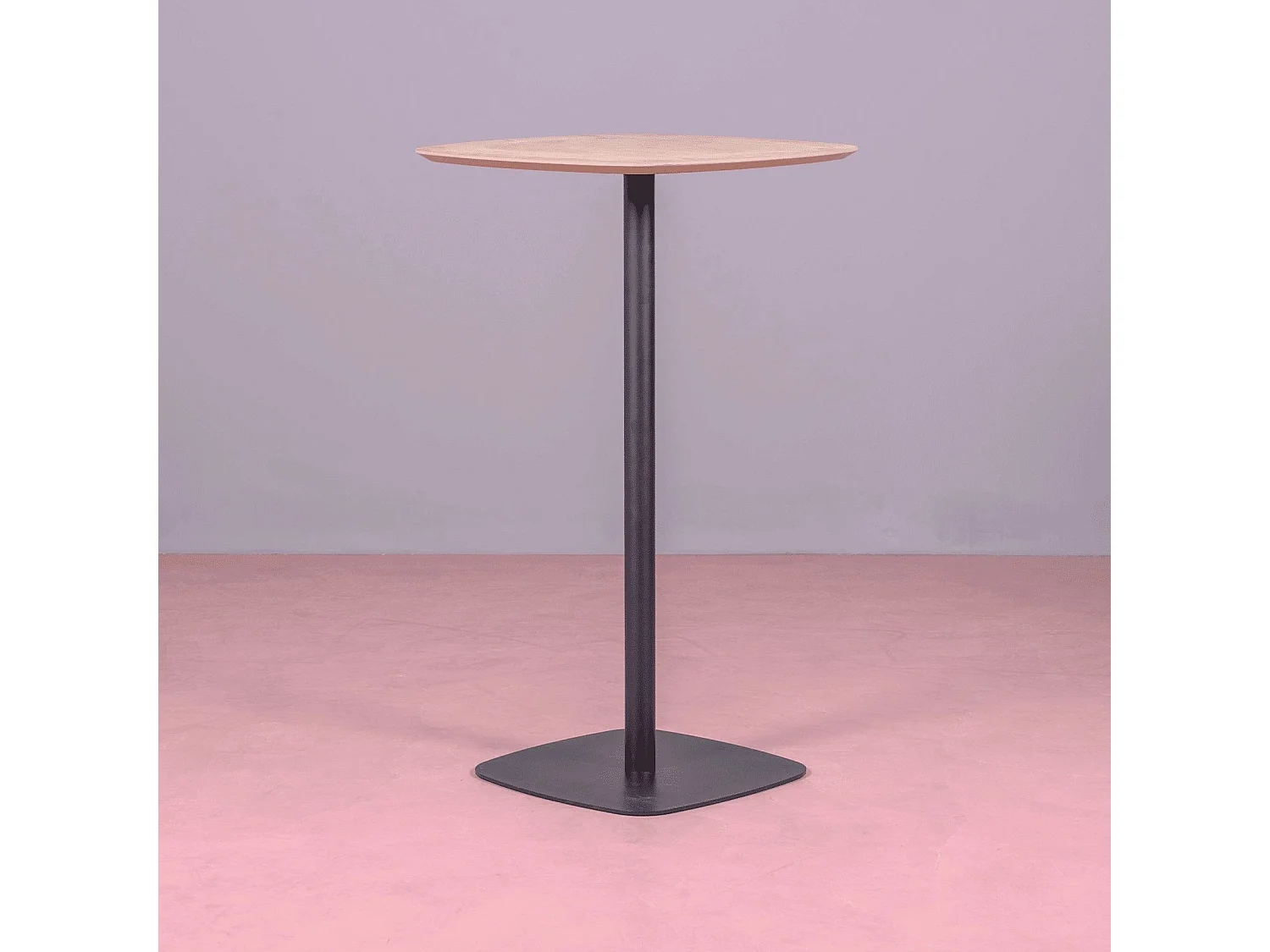 Table haute pour bar style industriel, 106cm de hauteur et 60x60cm - Pub - Chêne