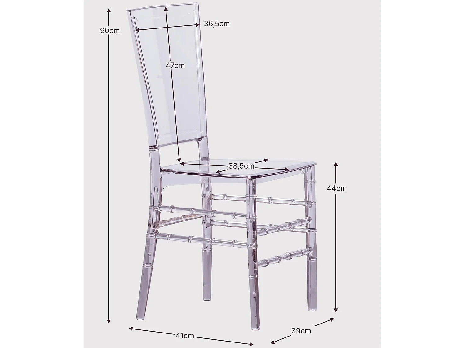 Designstoel in transparant polycarbonaat - Ghost - Transparant