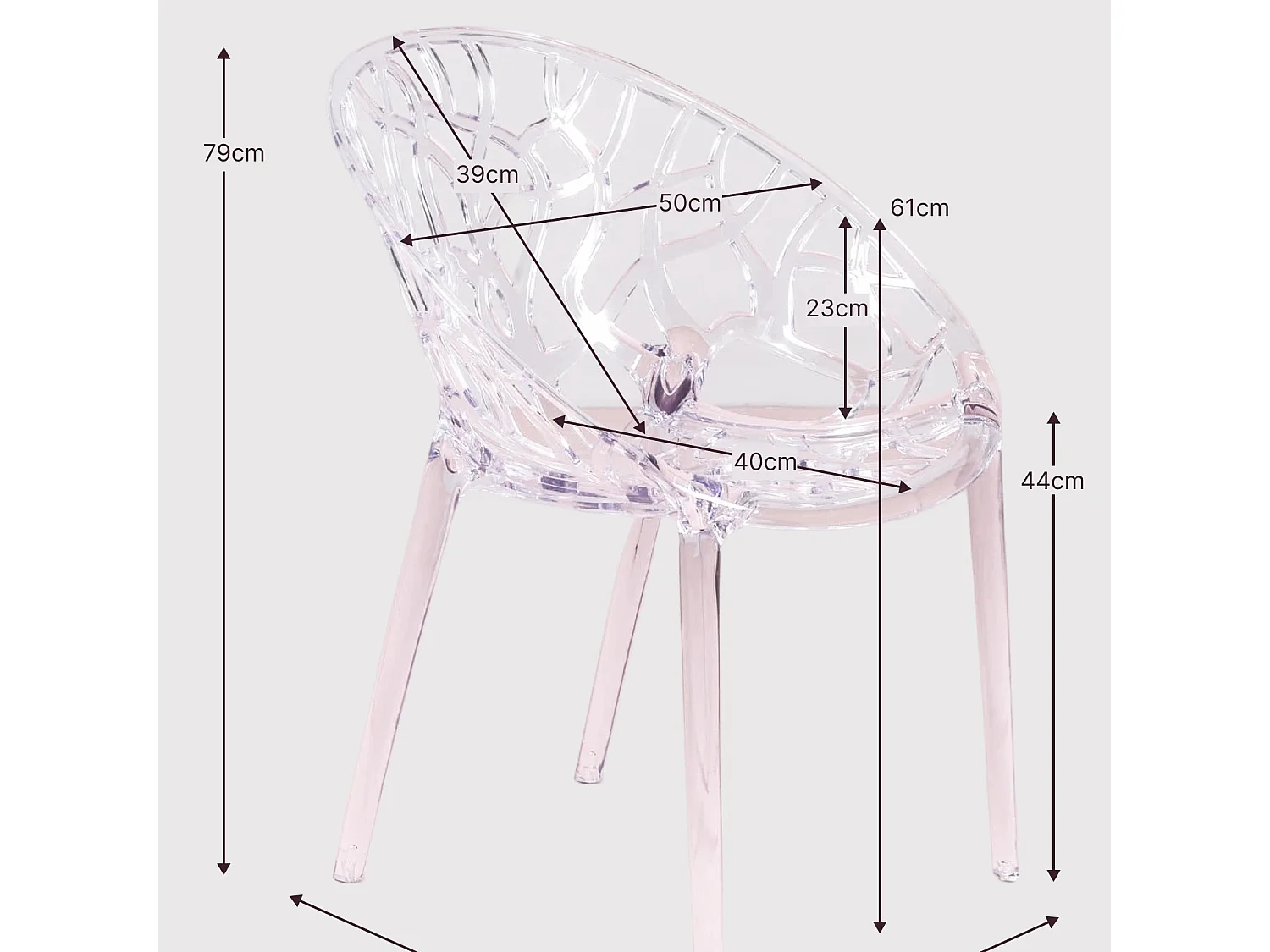 Designstoel van transparant polycarbonaat kunststof geschikt voor buiten - Chrystal - Transparant