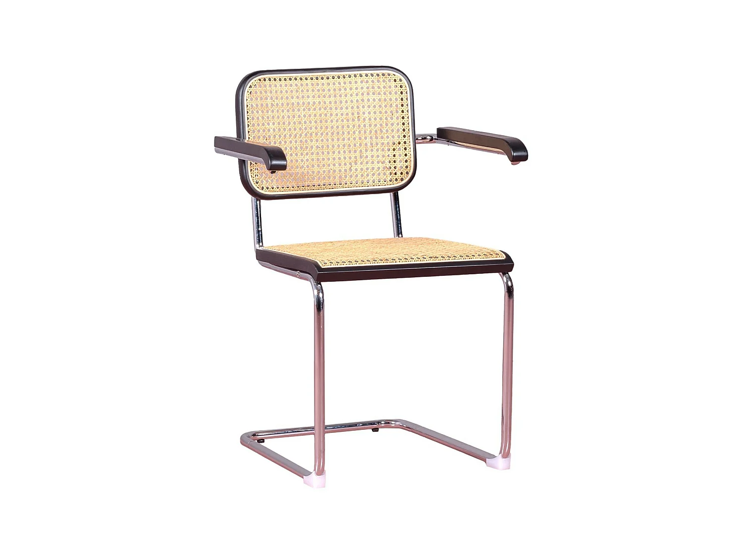 Retro stoel in rotan en beukenhout met armleuningen - Cesca - Zwart