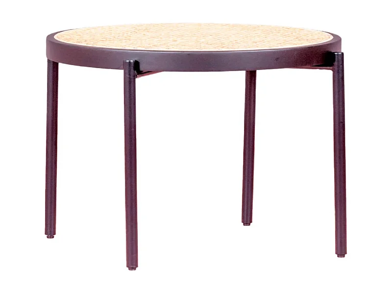 Mesa de centro retro con detalles en ratán natural (60cm) - North - Negro