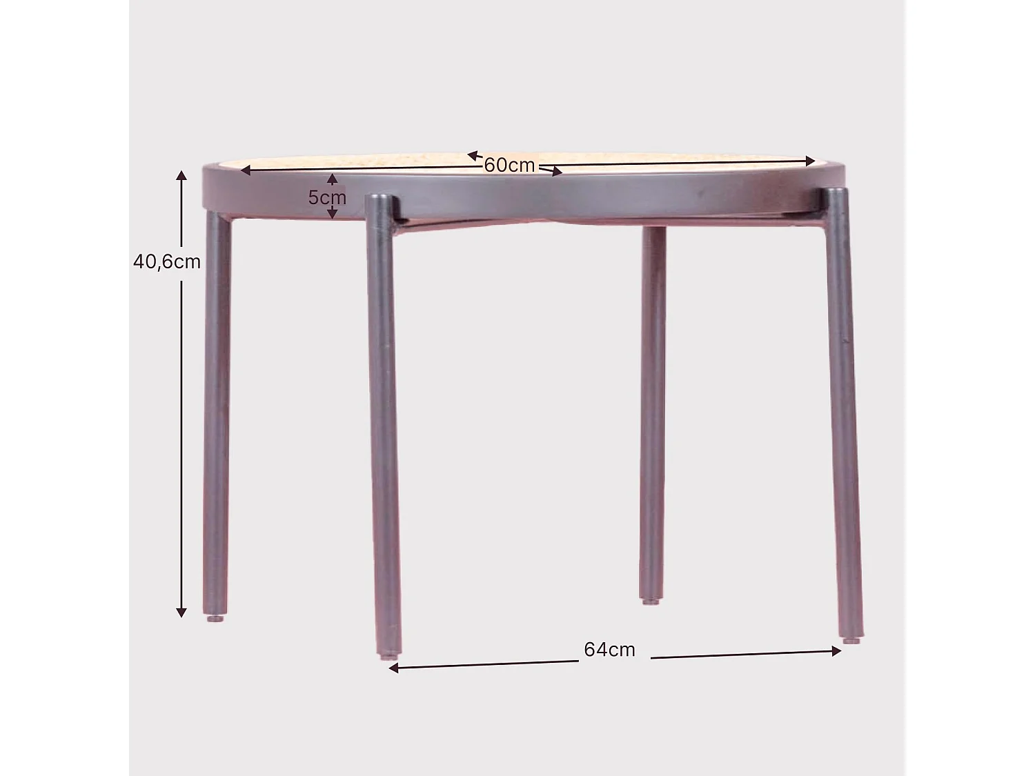 Mesa de centro retro con detalles en ratán natural (60cm) - North - Negro