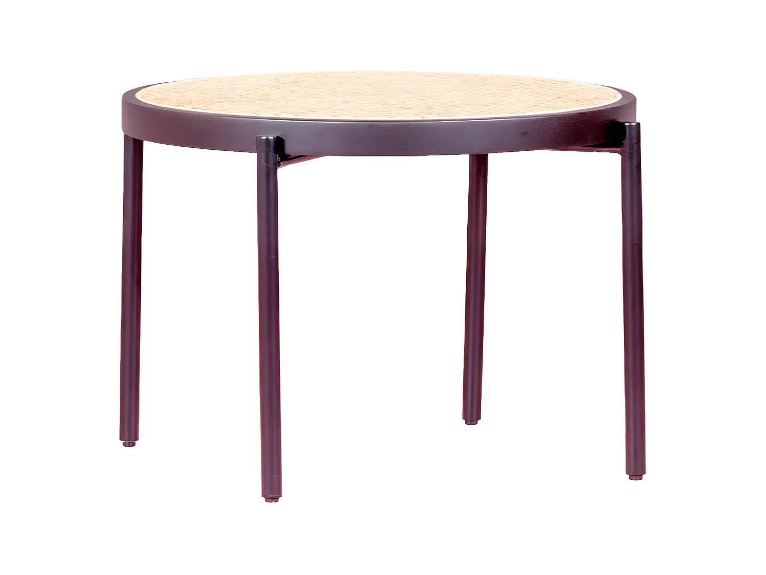 Table basse rétro avec détails en rotin naturel (60cm) - North - Noir