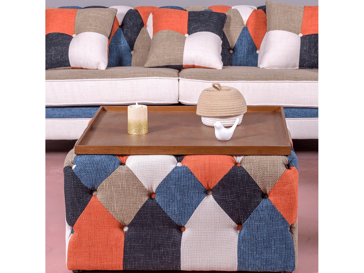 Table basse rembourrée patchwork - Chesterfield - Patchwork