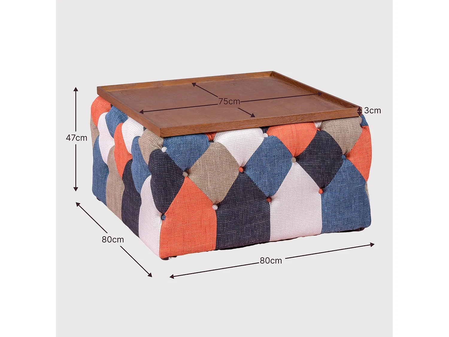 Patchwork gestoffeerde salontafel - Chesterfield - Lapwerk