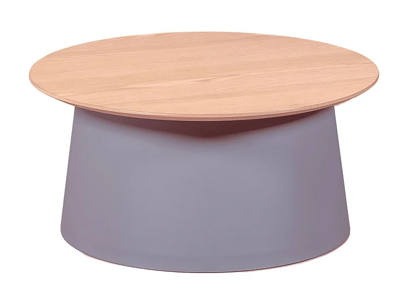 Table basse ronde avec plateau en bois de chêne - Norway - Gris