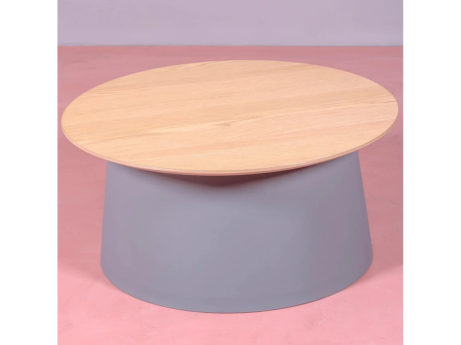 Ronde salontafel met eikenhouten blad - Norway - Grijs