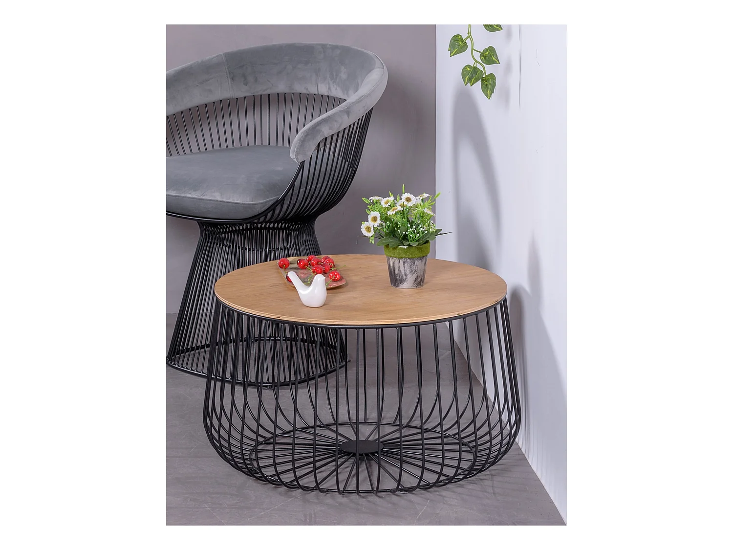 Salontafel in essenhout en gelakt staal - Zürich - Zwart