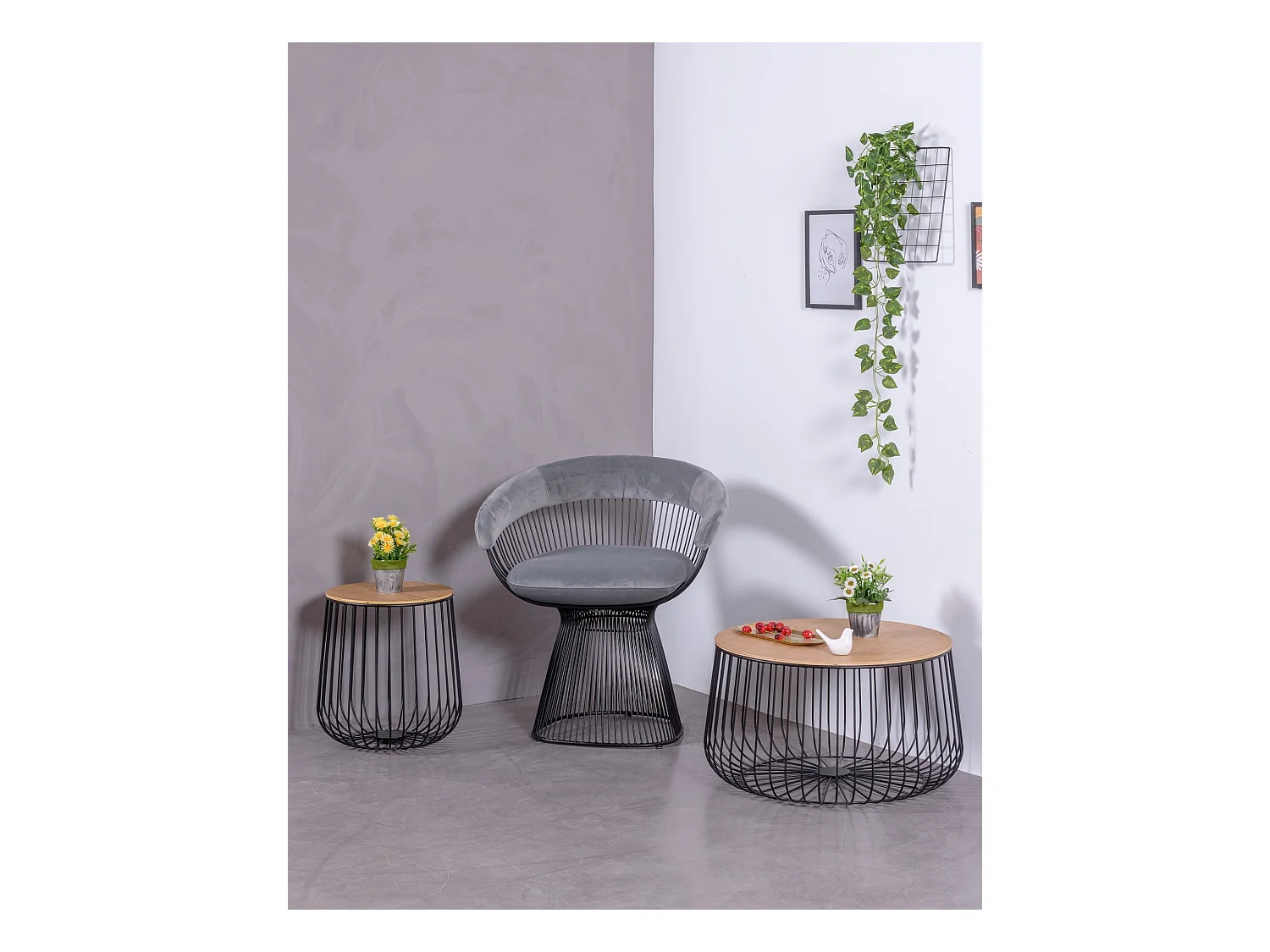 Salontafel in essenhout en gelakt staal - Zürich - Zwart