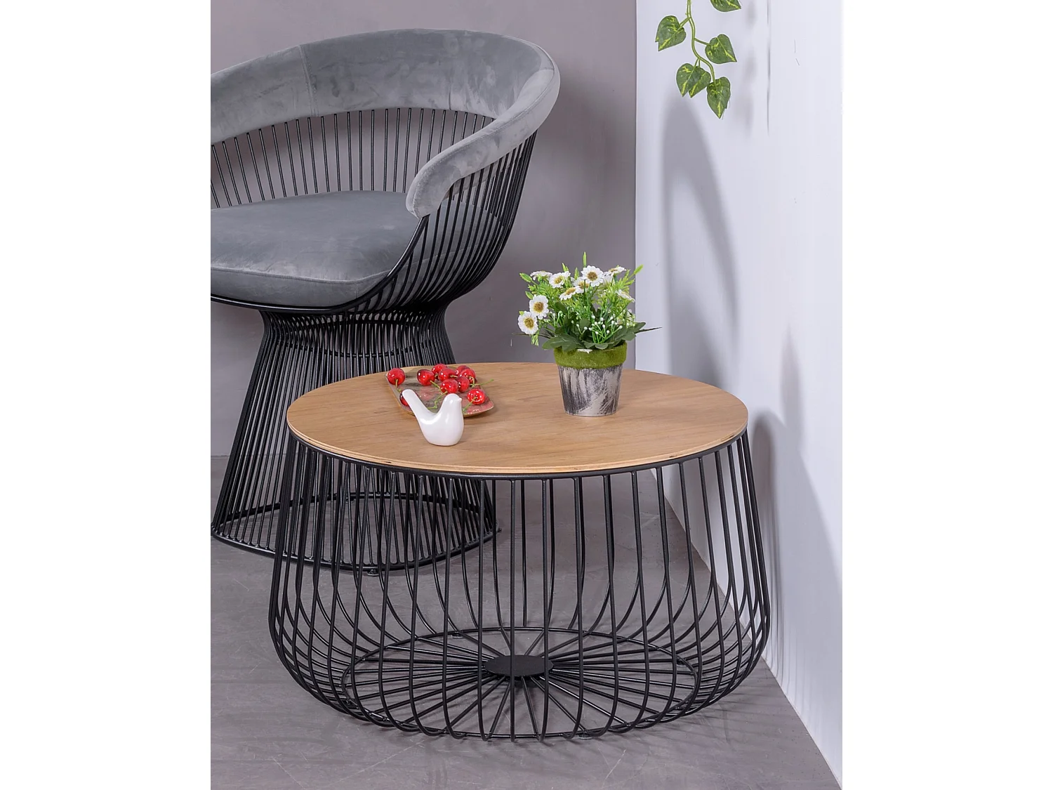 Table basse en bois de frêne et acier laqué - Zurich - Noir