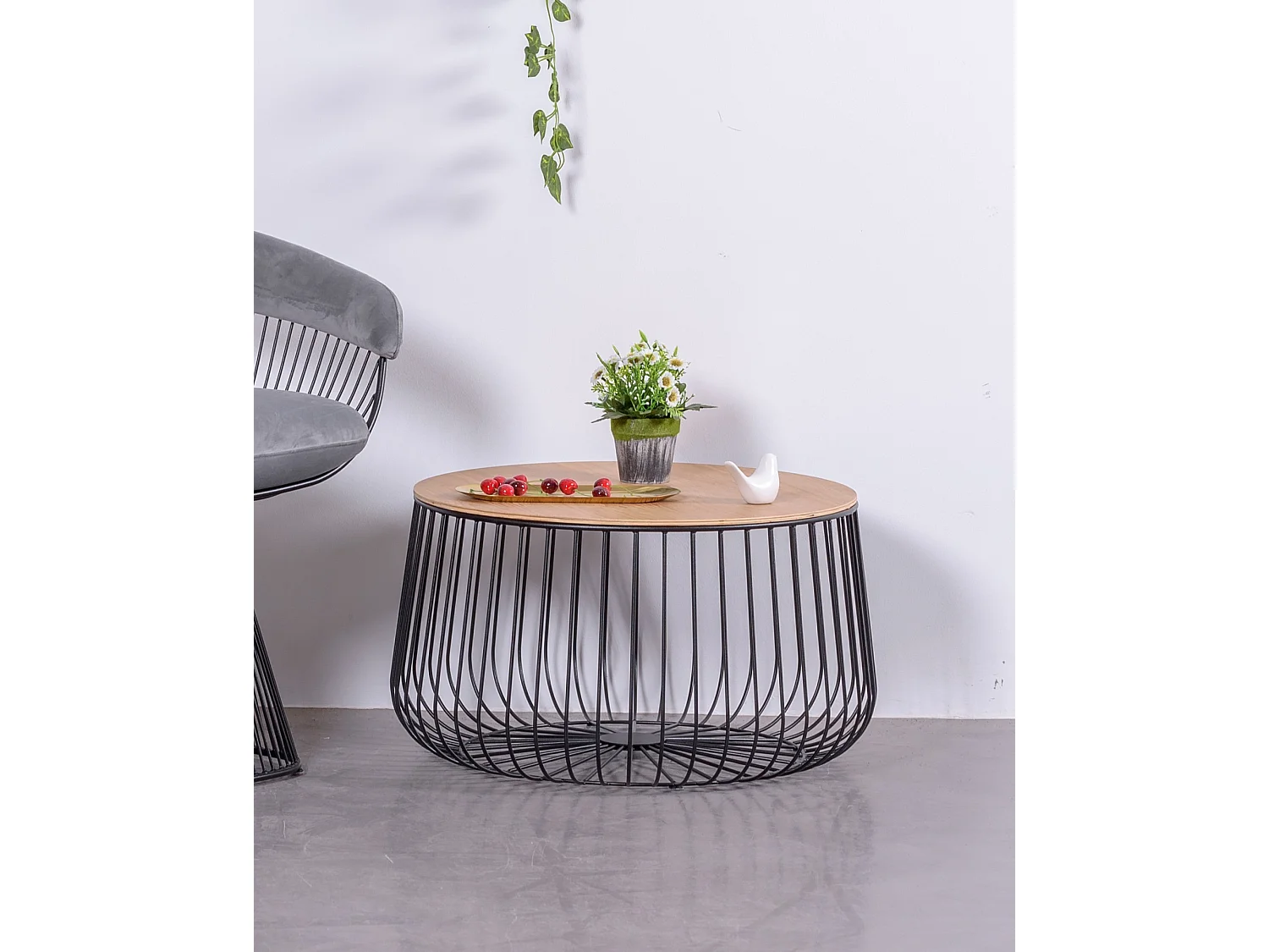 Table basse en bois de frêne et acier laqué - Zurich - Noir