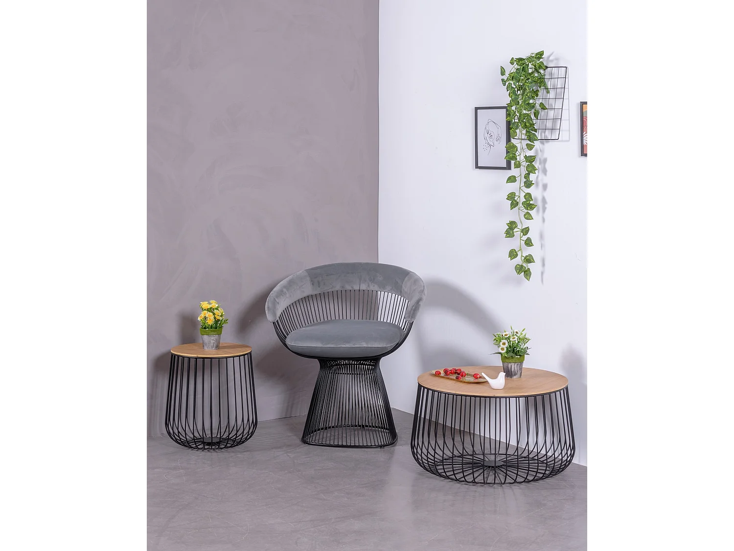 Table basse en bois de frêne et acier laqué - Zurich - Noir