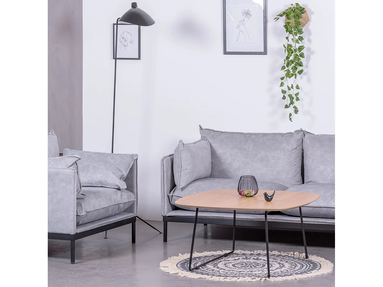 Mesa de centro quadrada em Madeira de Carvalho (80x80cm) - Modin - Carvalho