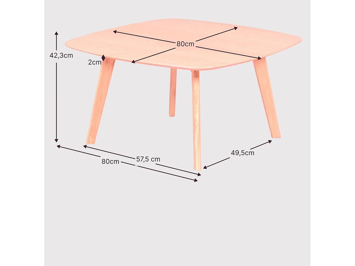 Table d'appoint carrée en bois de chêne (80x80) - Northpole - Chêne
