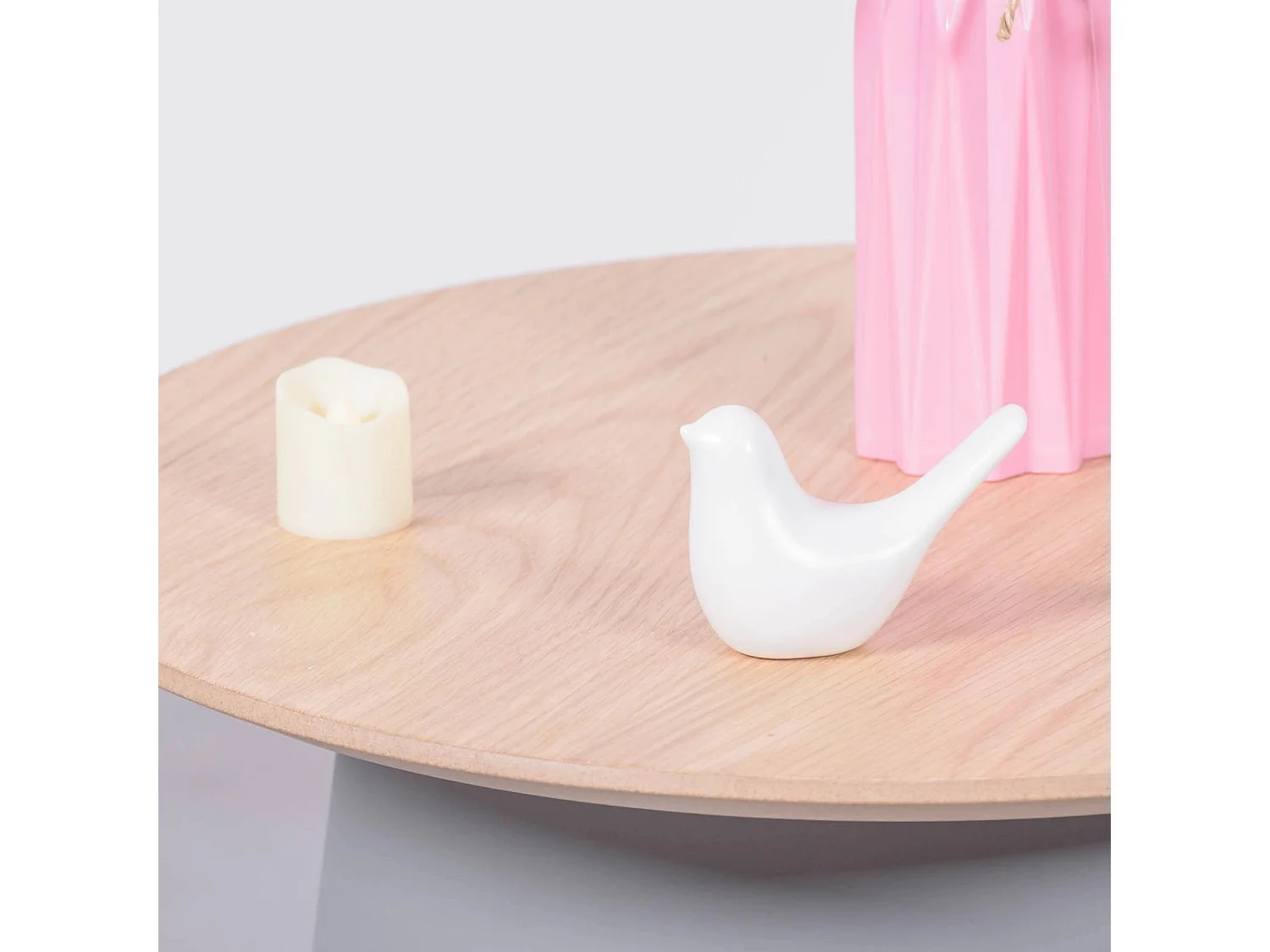 Tavolino rotondo in legno di quercia (50 cm) - Norway - Grigio