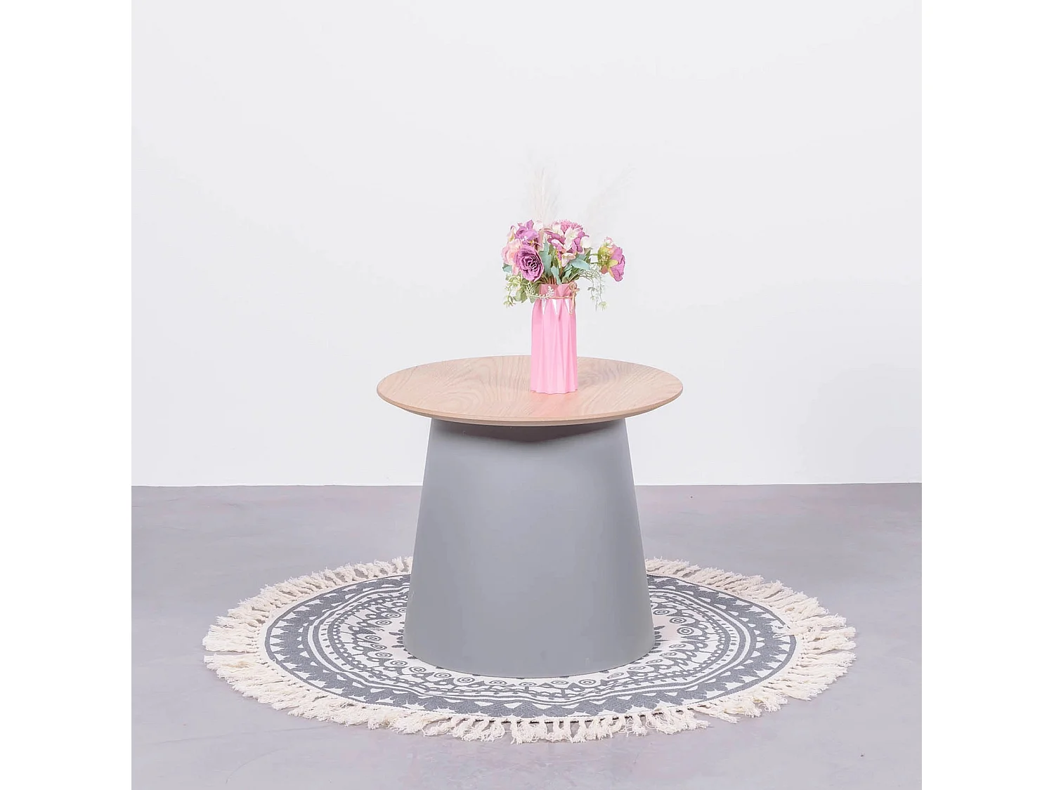 Tavolino rotondo in legno di quercia (50 cm) - Norway - Grigio