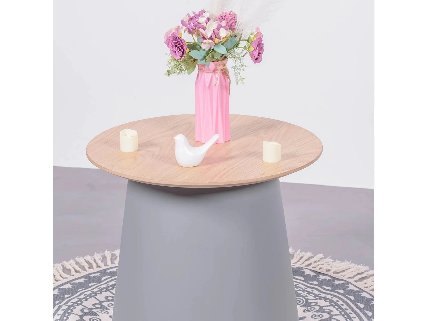 Tavolino rotondo in legno di quercia (50 cm) - Norway - Grigio