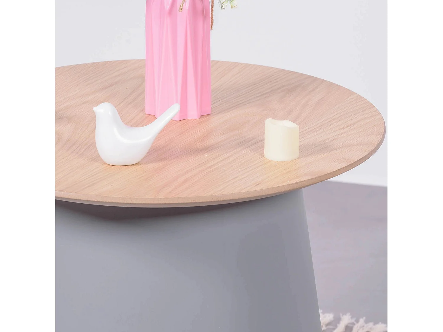 Tavolino rotondo in legno di quercia (50 cm) - Norway - Grigio