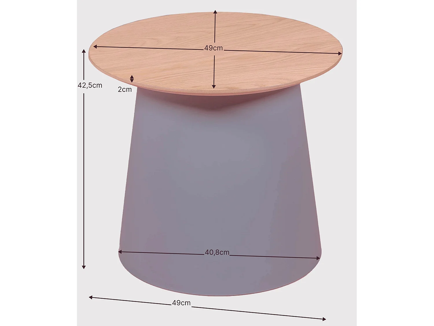Tavolino rotondo in legno di quercia (50 cm) - Norway - Grigio