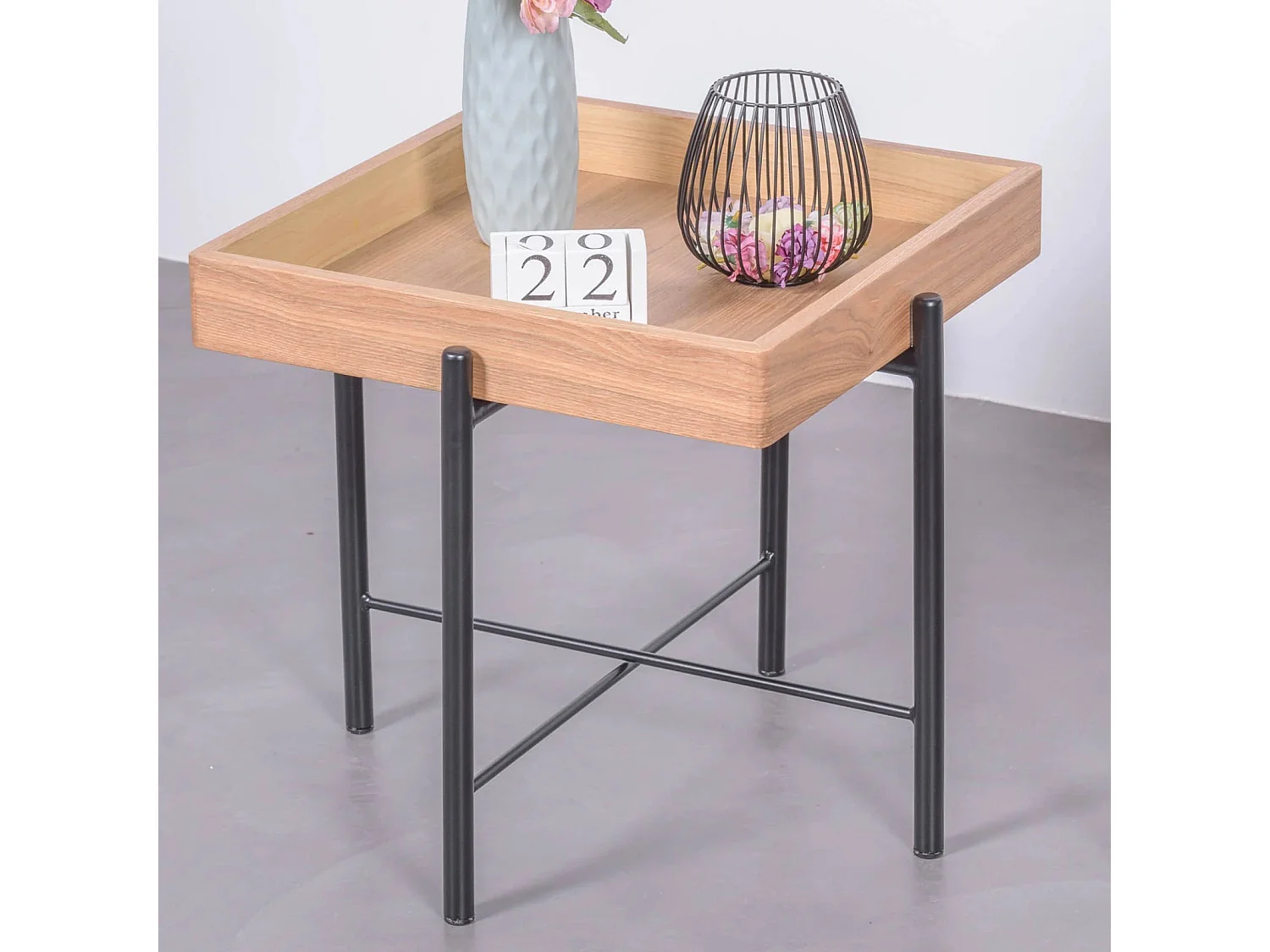 Set bijzettafels in natuurlijk essenhout - Earth - Zwart