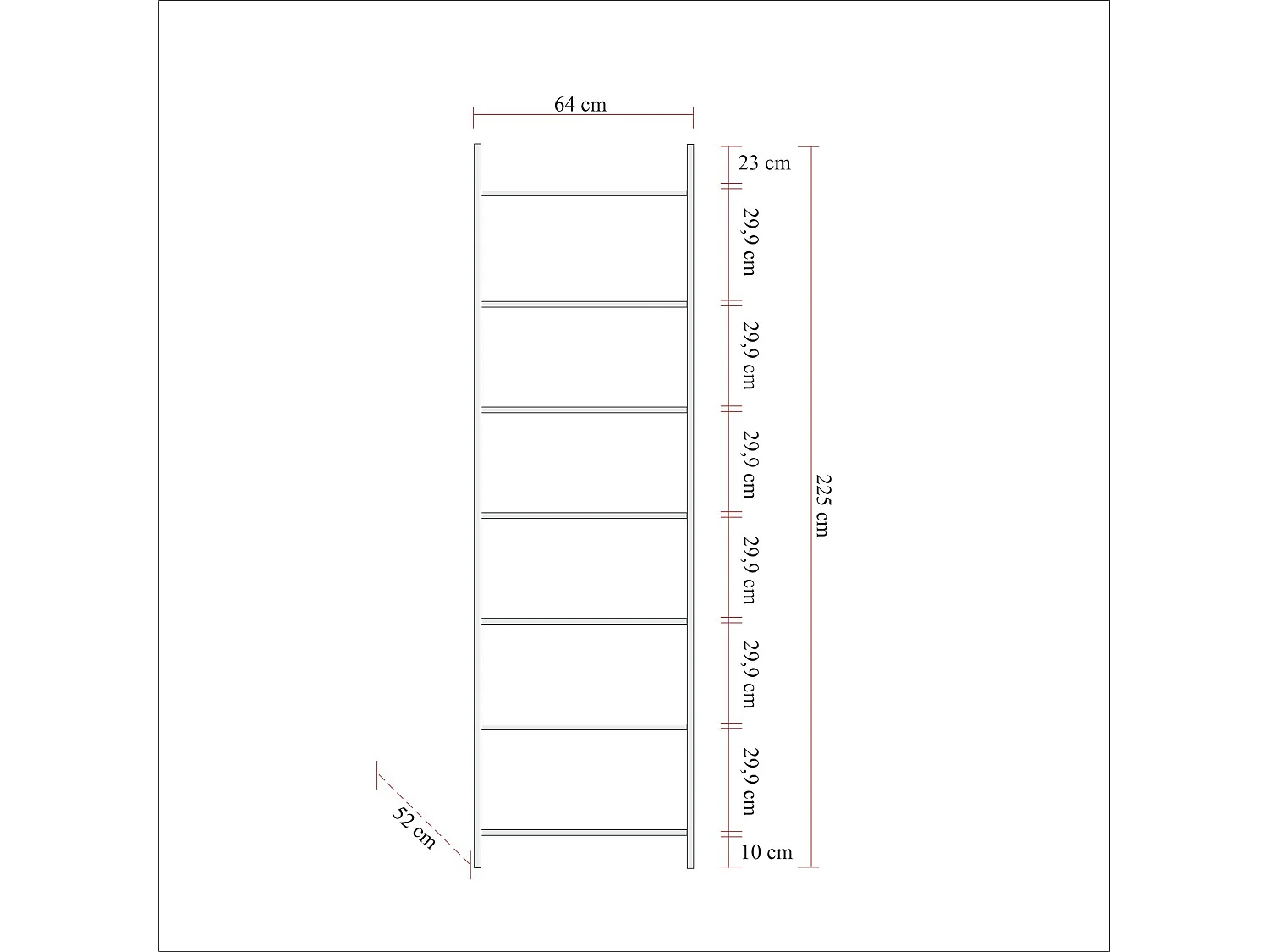 Meuble à 7 étagères style industriel Fodienda L64cm Métal Noir et Bois Pin foncé