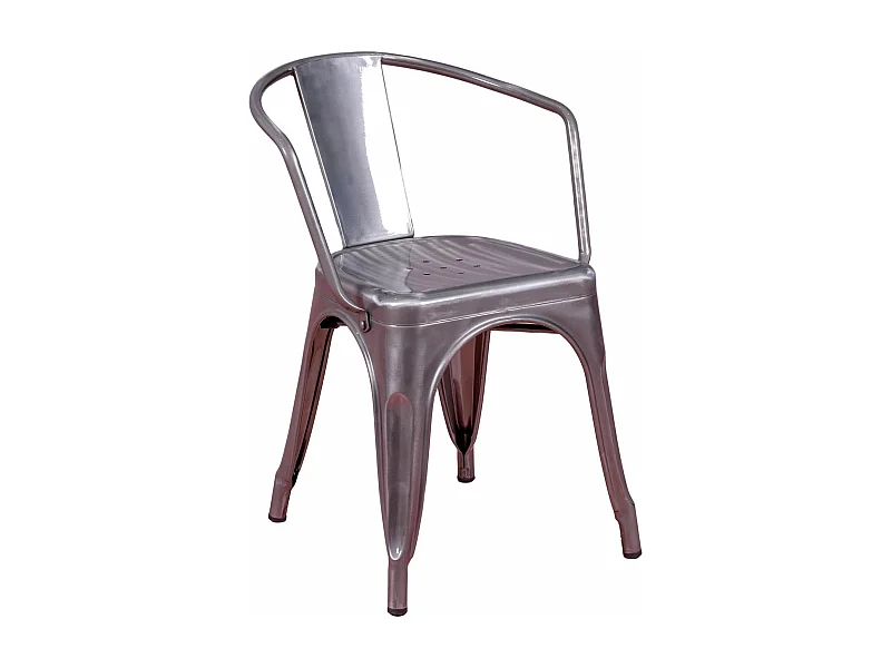 Industriële stoel met armleuningen in metallic staal - Bistro - Metaal