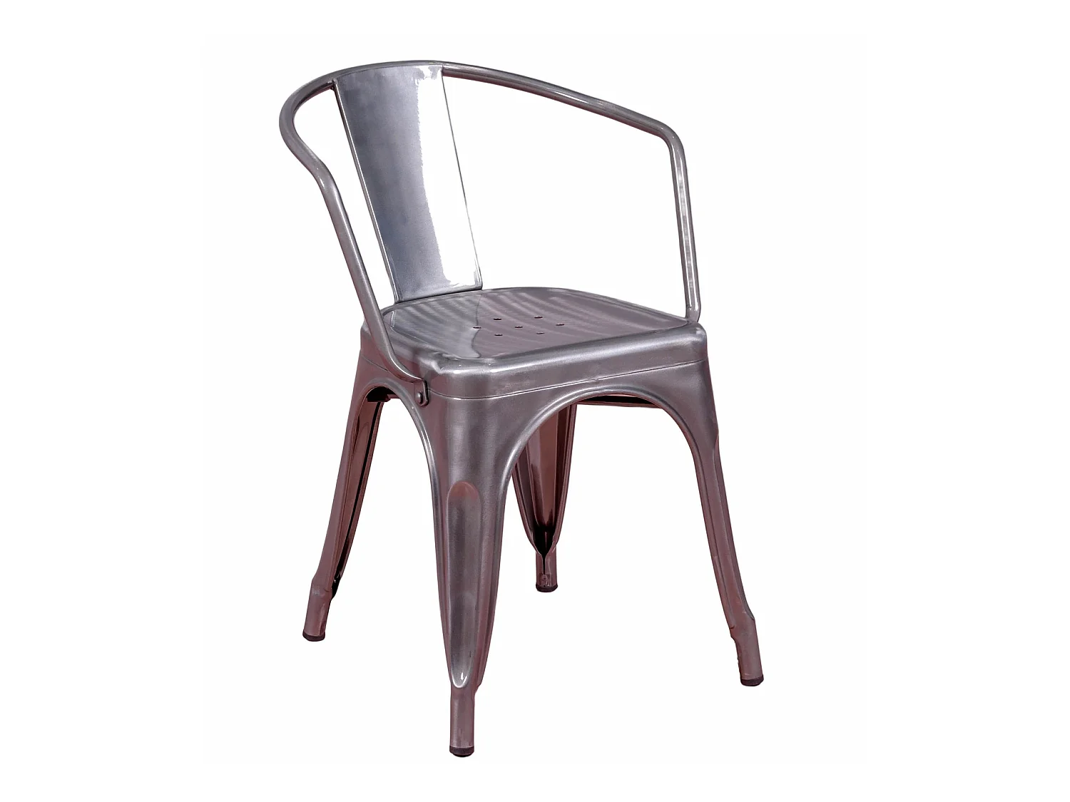 Chaise industrielle avec accoudoirs en acier métallisé - Bistro - Métal
