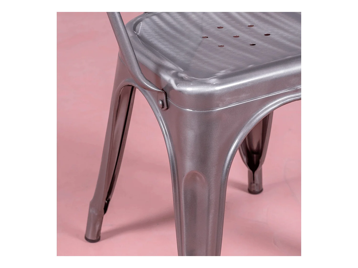 Silla industrial con reposabrazos en acero metalizado - Bistro - Metálico