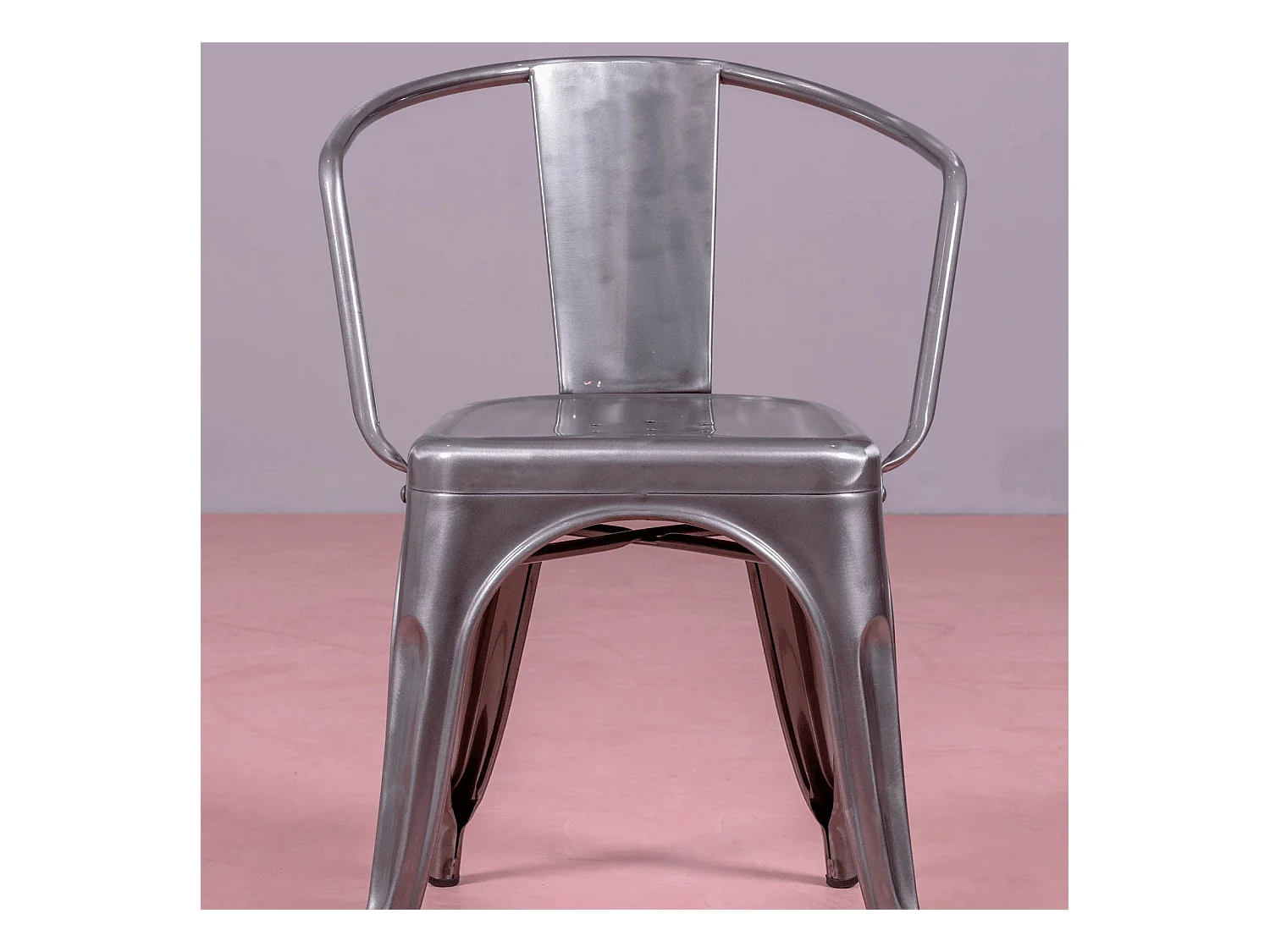 Silla industrial con reposabrazos en acero metalizado - Bistro - Metálico