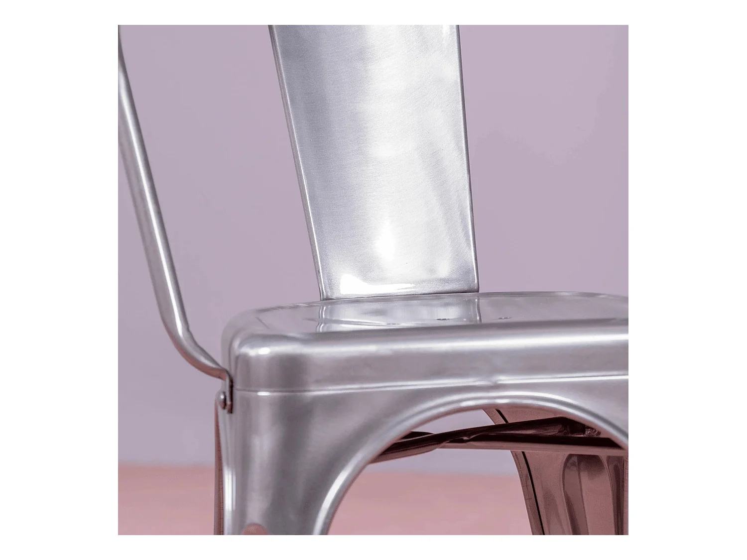 Silla industrial con reposabrazos en acero metalizado - Bistro - Metálico